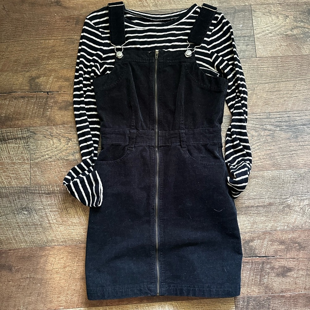AE Corduroy Overall Dress w/Striped Shirt